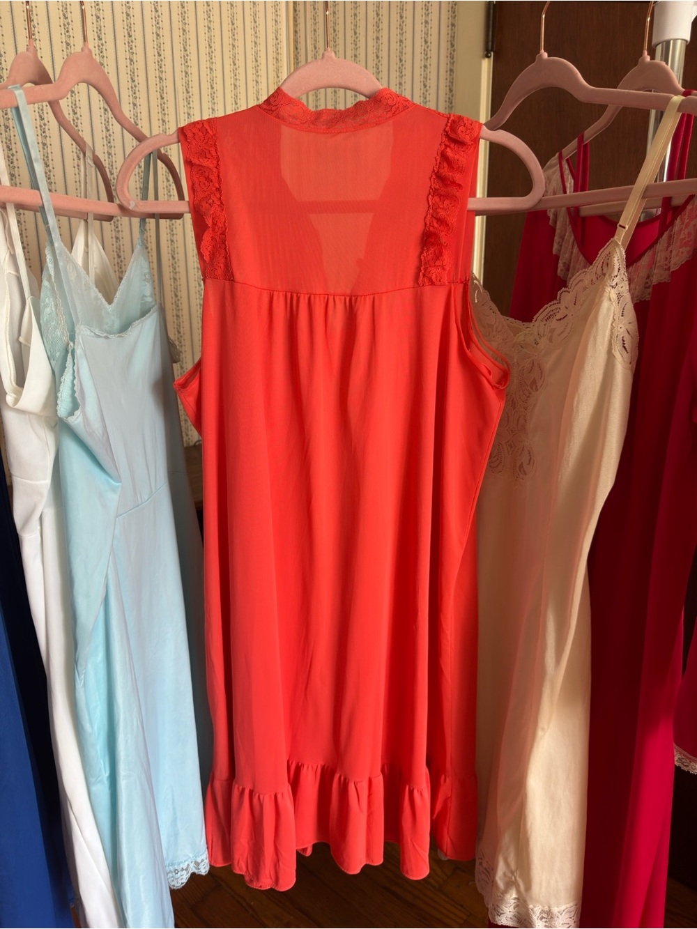 Vintage Orange Ruffled Nightgown - Picture 3 of 8
